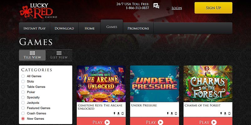 Lucky Red Casino lobby for Alabama players